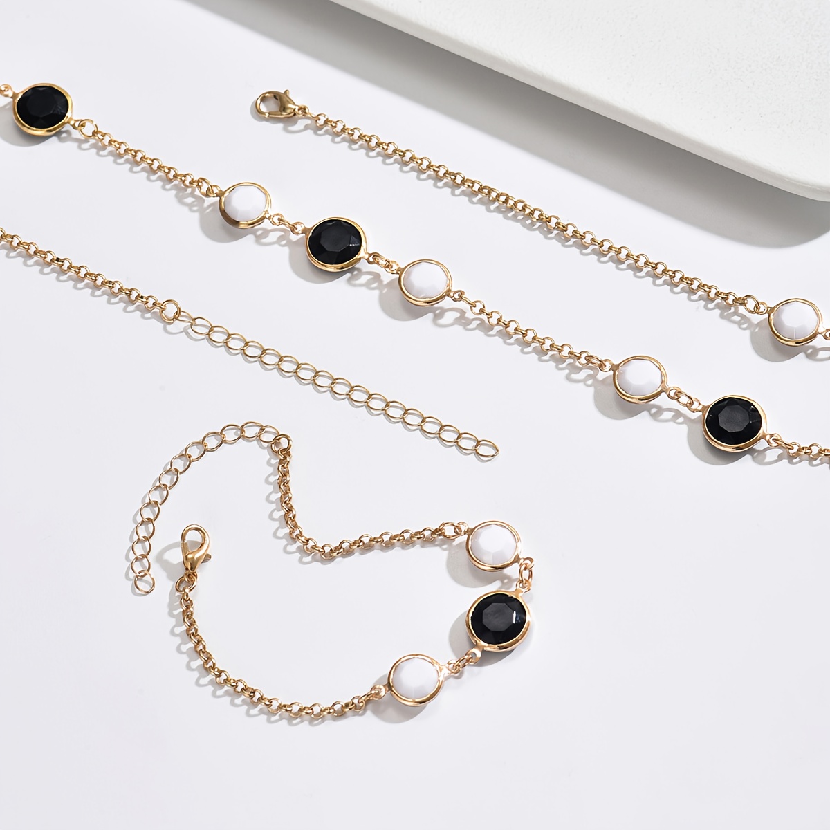 2pc Elegant Geometric Necklace & Bracelet Set